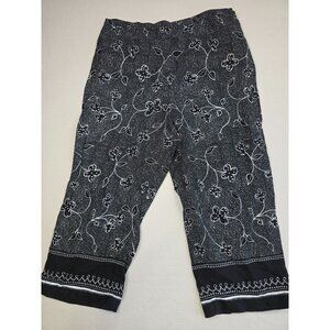 John Paul Richard XL Black & White Linen Floral Print Pants